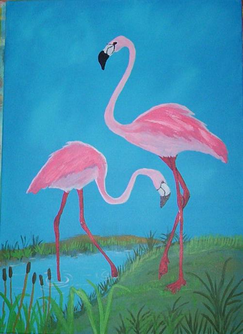 flamingos.50x70cm.acrylaufkeilrahmen.70euro